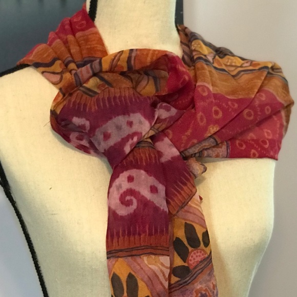 Il Mondo Di Angelo Italian Scarf Pink Orange Gold - Picture 6 of 8